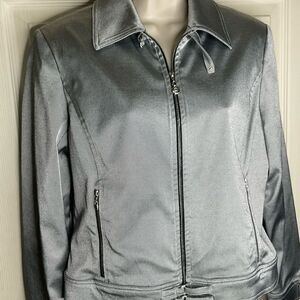 St John Zip Cropped Jacket Silver‎ Belted M